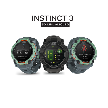 Garmin Instinct 3 – 50mm AMOLED GPS Smartwatch (010-03020-XX)