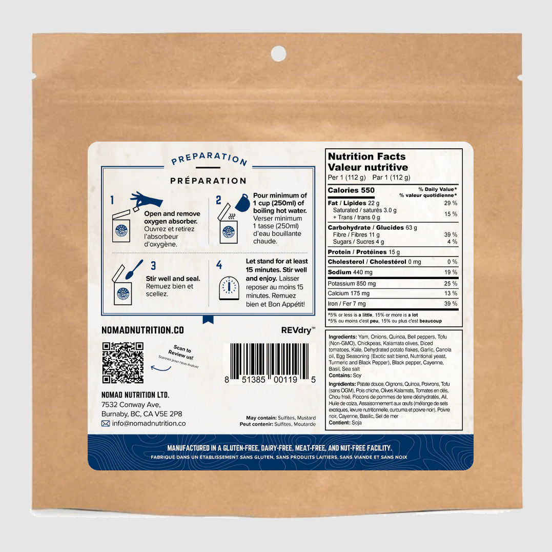 NOMAD - California Breakfast Bowl Dehydrated Food Packs