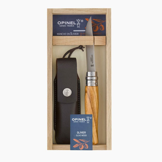 Opinel N°08 Olive Wood + Sheath - Gift Box Set - KBM Outdoors