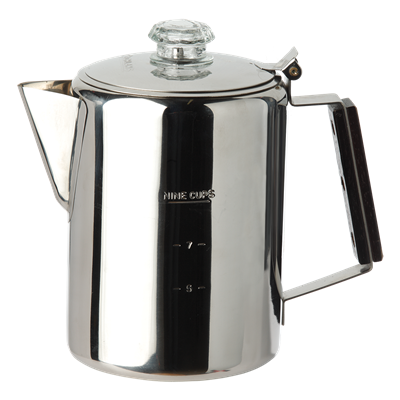 Stainless Steel Coffee Pot 9 Cup - KBM Outdoors