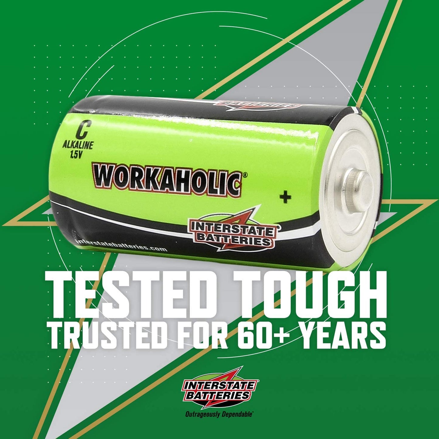 Interstate Workaholic Alkaline Battery | Size C | 12-Pack - KBM Outdoors