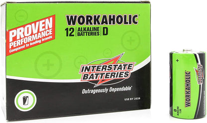 Interstate Batteries D All-Purpose Alkaline Battery 12 Pack - Workaholic (DRY0085) - KBM Outdoors