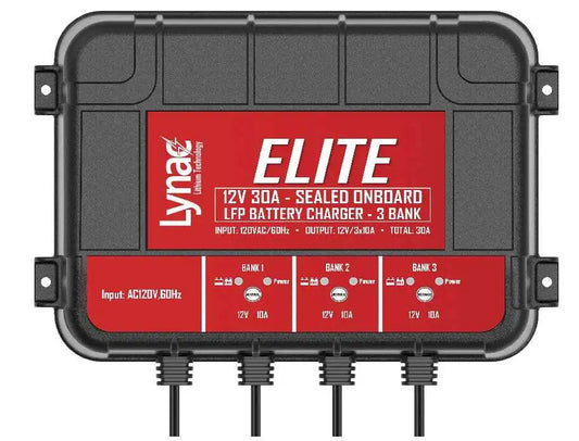 Lynac ELITE 12V 30A – Sealed Onboard LFP Battery Charger (3 Bank) - KBM Outdoors