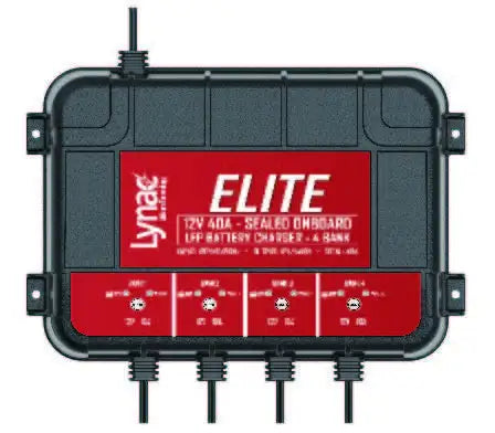 Lynac ELITE 12V 40A – Sealed OnBoard LFP Battery Charger (4 Bank) - KBM Outdoors