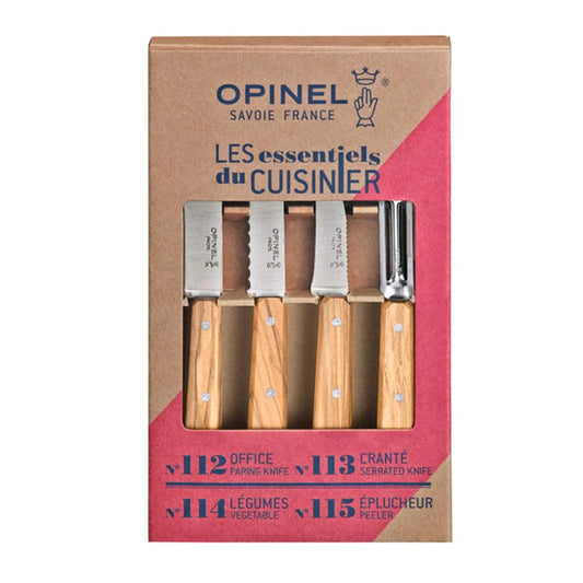 Opinel Essential Small Kitchen Knife Set (Peeler, Serrated, Paring, Vegetable Knife) - KBM Outdoors
