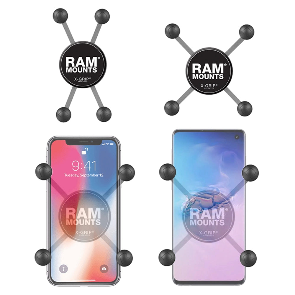 RAM Mount Universal X-Grip Mobile Phone Cradle with 1 inch B-Ball with Tether (RAM-HOL-UN7BU) - KBM Outdoors