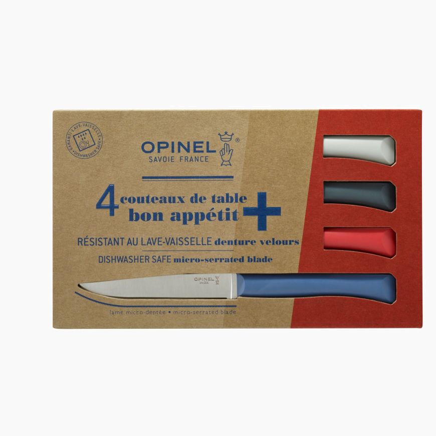 Opinel Set of 4 table knives N°125 Bon Appetit (Various Colours) - KBM Outdoors