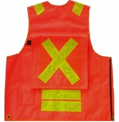 Deluxe 14 Pocket Cruiser Vest- Orange Cotton with Reflective Striping and Radio Pocket - KBM Outdoors